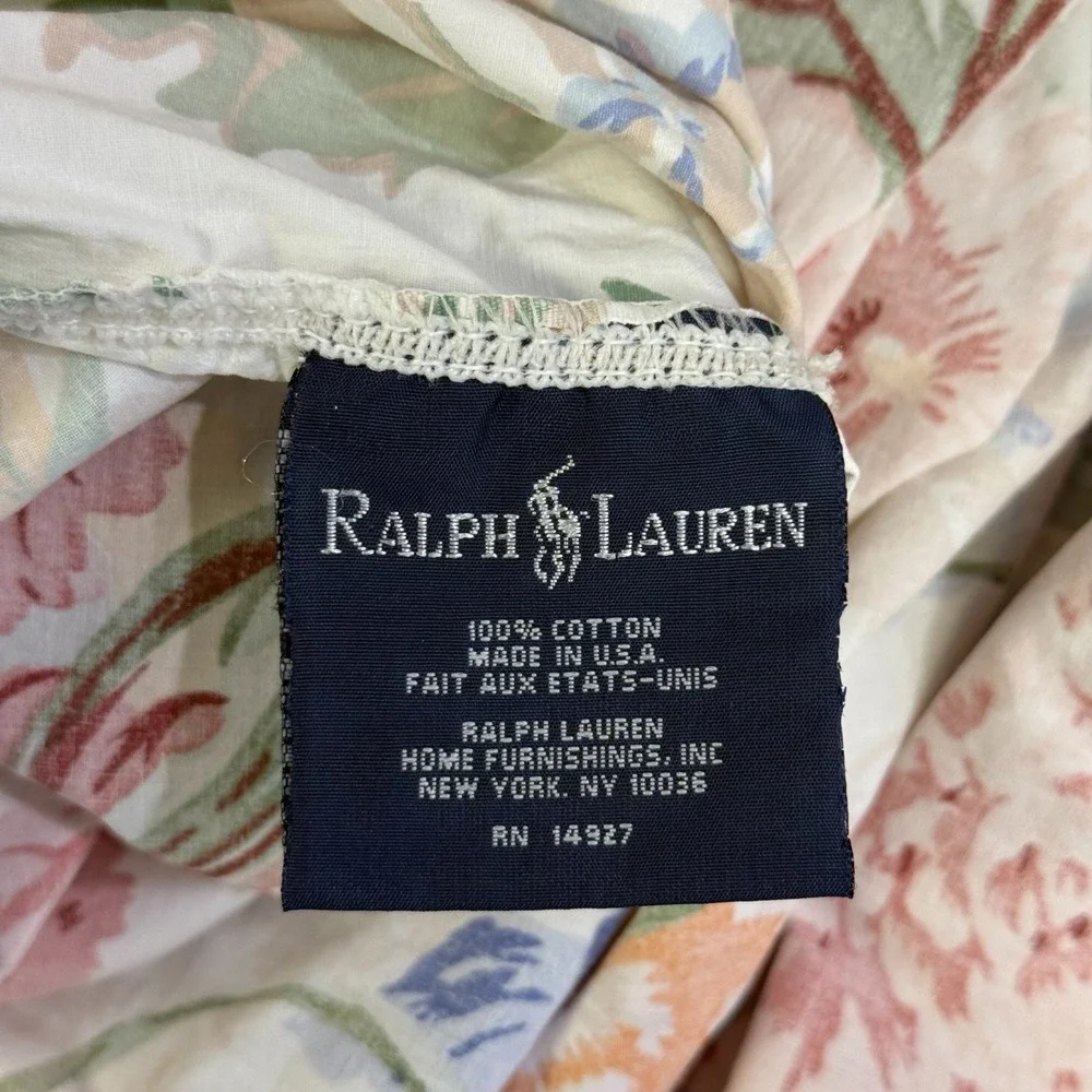 Ralph Lauren Southampton Vintage Floral Chintz Full Fitted Sheet USA Pink Blue